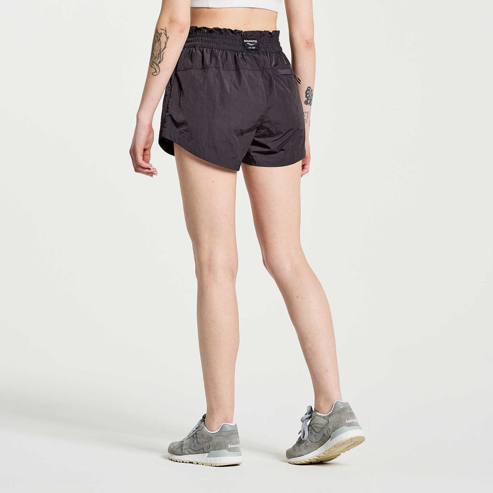 Saucony Unwind Short Czarne | 50829-NIJZ