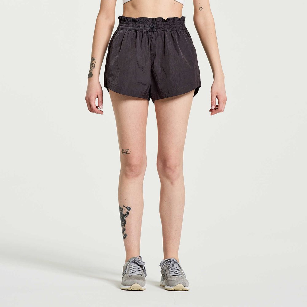 Saucony Unwind Short Czarne | 50829-NIJZ